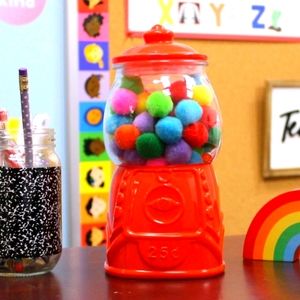 Glass Gumball Canister Red